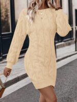 Rochie Tricotata Scurta Larisa Crem - imagine 3