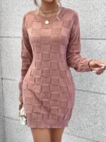 Rochie Scurta Tricotata Nivedita Roz Pudra