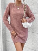 Rochie Scurta Tricotata Nivedita Roz Pudra - imagine 3