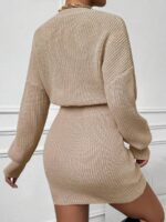 Rochie Tricotata Scurta Oksana Bej - imagine 2
