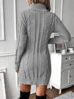 Rochie Scurta Tricotata Arynia Gri - imagine 2