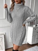 Rochie Scurta Tricotata Arynia Gri - imagine 3