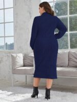 Rochie Midi Aurora Bleumarin - Marimi Mari - imagine 2