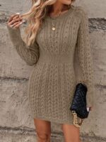 Rochie Scurta Tricotata Celine Bej - imagine 4