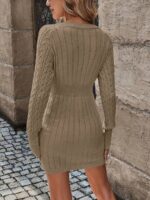 Rochie Scurta Tricotata Celine Bej - imagine 3