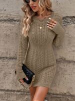 Rochie Scurta Tricotata Celine Bej - imagine 2