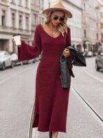 Rochie Lunga Tricotata Cruze Grena - imagine 3