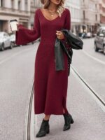 Rochie Lunga Tricotata Cruze Grena - imagine 2