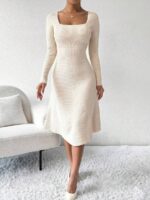 Rochie Midi Tricotata Daciana Crem