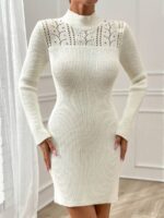 Rochie Scurta Tricotata Haley Alba - imagine 3