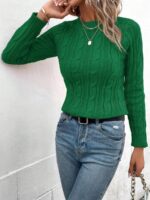 Pulover Tricotat Helsey Verde