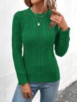 Pulover Tricotat Helsey Verde - imagine 3