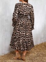 Rochie Midi Karmen cu Print Leopard -  Marimi Mari - imagine 3