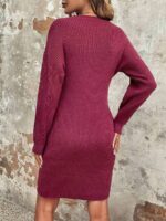 Rochie Scurta Tricotata Maibon Grena - imagine 2