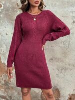 Rochie Scurta Tricotata Maibon Grena - imagine 3