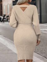 Rochie Scurta Tricotata Marla Bej - imagine 2