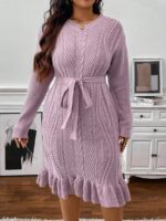 Rochie Scurta Tricotata Matea Lila - Marimi Mari