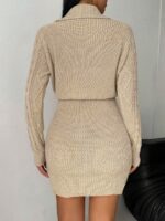 Rochie Scurta Tricotata Moty Bej - imagine 2