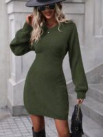 Rochie Scurta Tricotata Padma Khaki - imagine 3