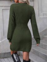 Rochie Scurta Tricotata Padma Khaki - imagine 2