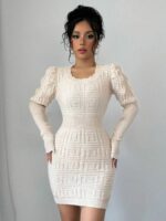 Rochie Scurta Tricotata Regan Crem