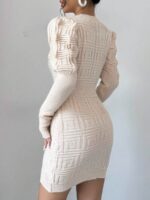 Rochie Scurta Tricotata Regan Crem - imagine 2
