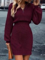 Rochie Scurta Tricotata Rive Grena