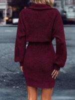 Rochie Scurta Tricotata Rive Grena - imagine 2