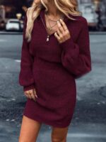 Rochie Scurta Tricotata Rive Grena - imagine 3