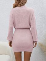 Rochie Scurta Tricotata Similo Roz - imagine 2
