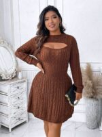 Rochie Scurta Tricotata Skylar Maro - imagine 2
