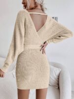 Rochie Scurta Tricotata Vexalia Bej - imagine 2
