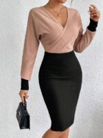 Rochie Midi Asteria in 2 culori Crem cu Negru