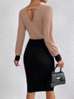 Rochie Midi Asteria in 2 culori Crem cu Negru - imagine 2