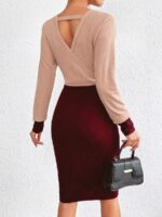 Rochie Scurta Corina in 2 culori Crem cu Grena - imagine 2