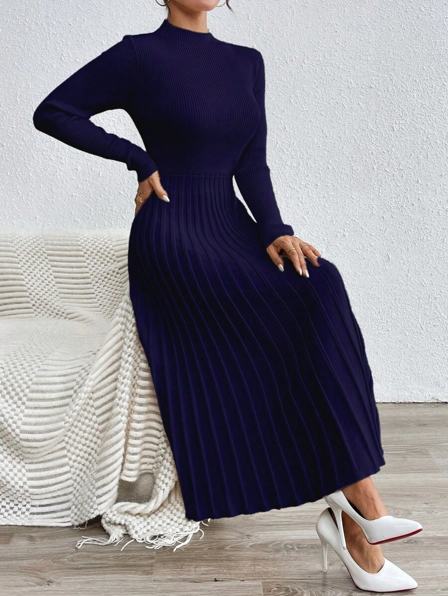 huisi 2 Rochie Midi Tricotata Jesica Bleumarin - imagine 1