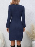 Rochie Scurta Tricotata Sunita Bleumarin - imagine 2