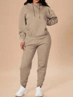 Trening Fergie Bej format din Pantalon si Bluza