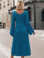Rochie Midi Tricotata Oliana Turcoaz - imagine 2