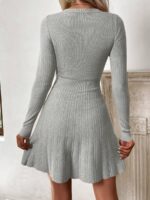 Rochie Scurta Tricotata Voltera Gri - imagine 2