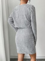 Compleu cu Rochie Scurta Petria Alb cu Negru - imagine 2