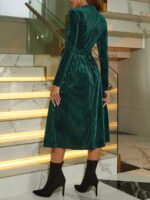 Rochie Midi Lupita Verde cu Dungi in Relief - imagine 2