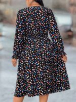Rochie Midi Chloe Neagra cu Inimioare Multicolore - Marimi Mari - imagine 2