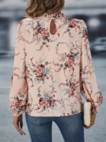 Bluza Dorina Roz Pudra cu Print Floral - imagine 2