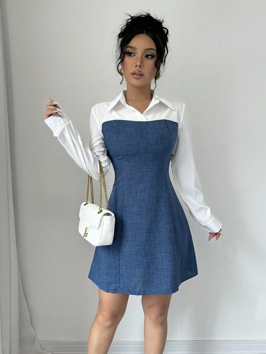 Geralda 1 Rochie Scurta Geralda Albastra - imagine 1