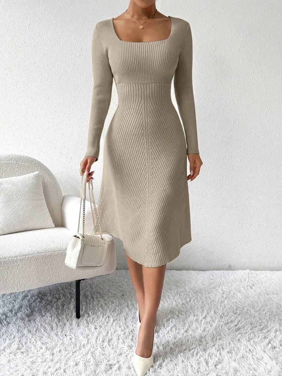 Hilve 1 Rochie Midi Tricotata Hilve Bej - imagine 1