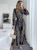 Salopeta Lunga Irena Bleumarin cu Print Bej