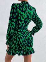 Rochie Scurta Isis Bleumarin cu Print Verde - imagine 2