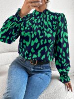 Bluza Jessie Bleumarin cu Print Verde