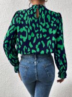 Bluza Jessie Bleumarin cu Print Verde - imagine 2